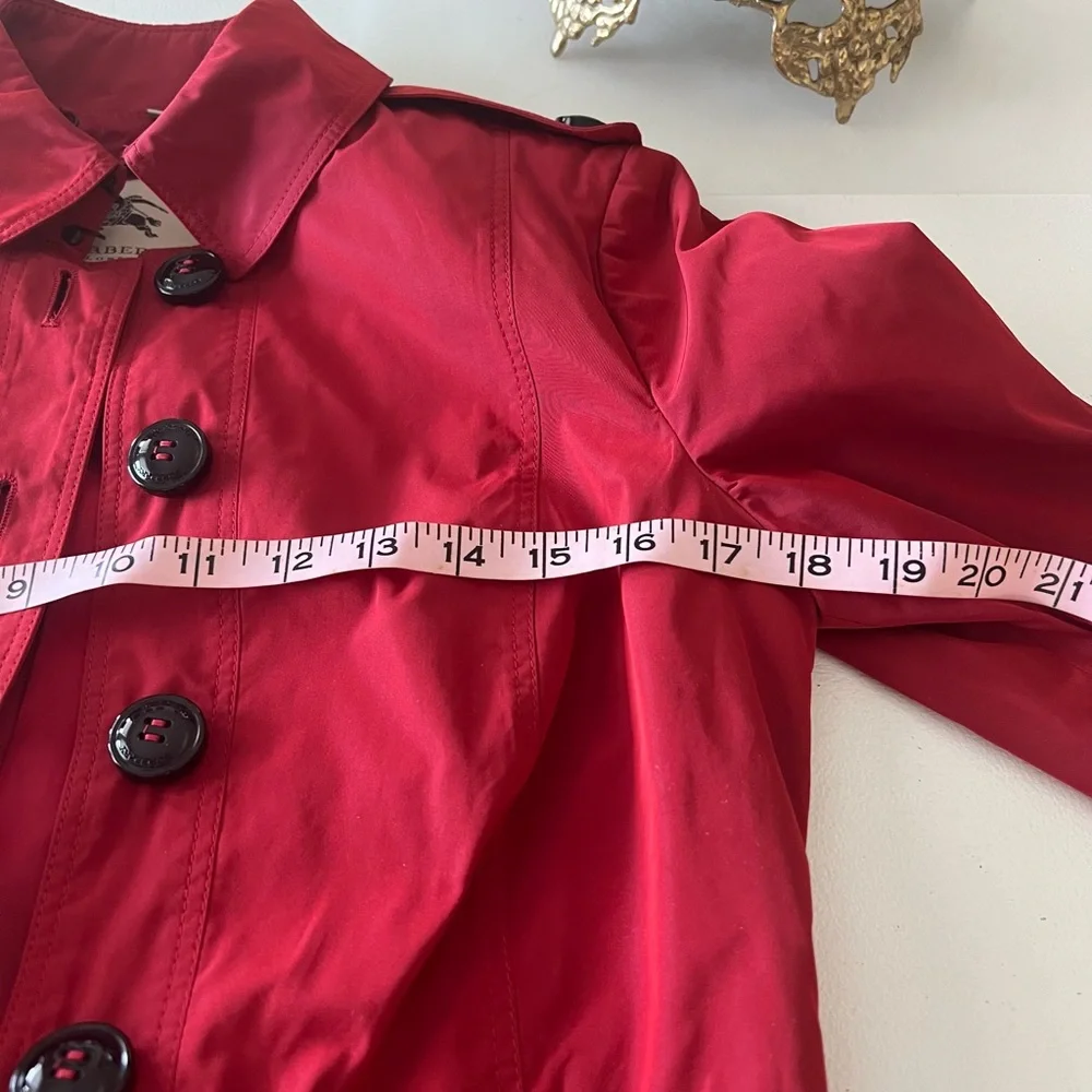 Burberry Red Pleated Belted Trench Coat - Picture 4 of 4